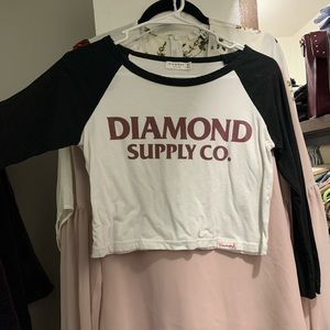 Diamond supply crop top long sleeve  T-shirt